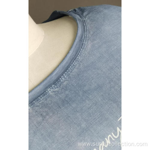 Ladie's dropped shoulder t-shirt with cold dye wash